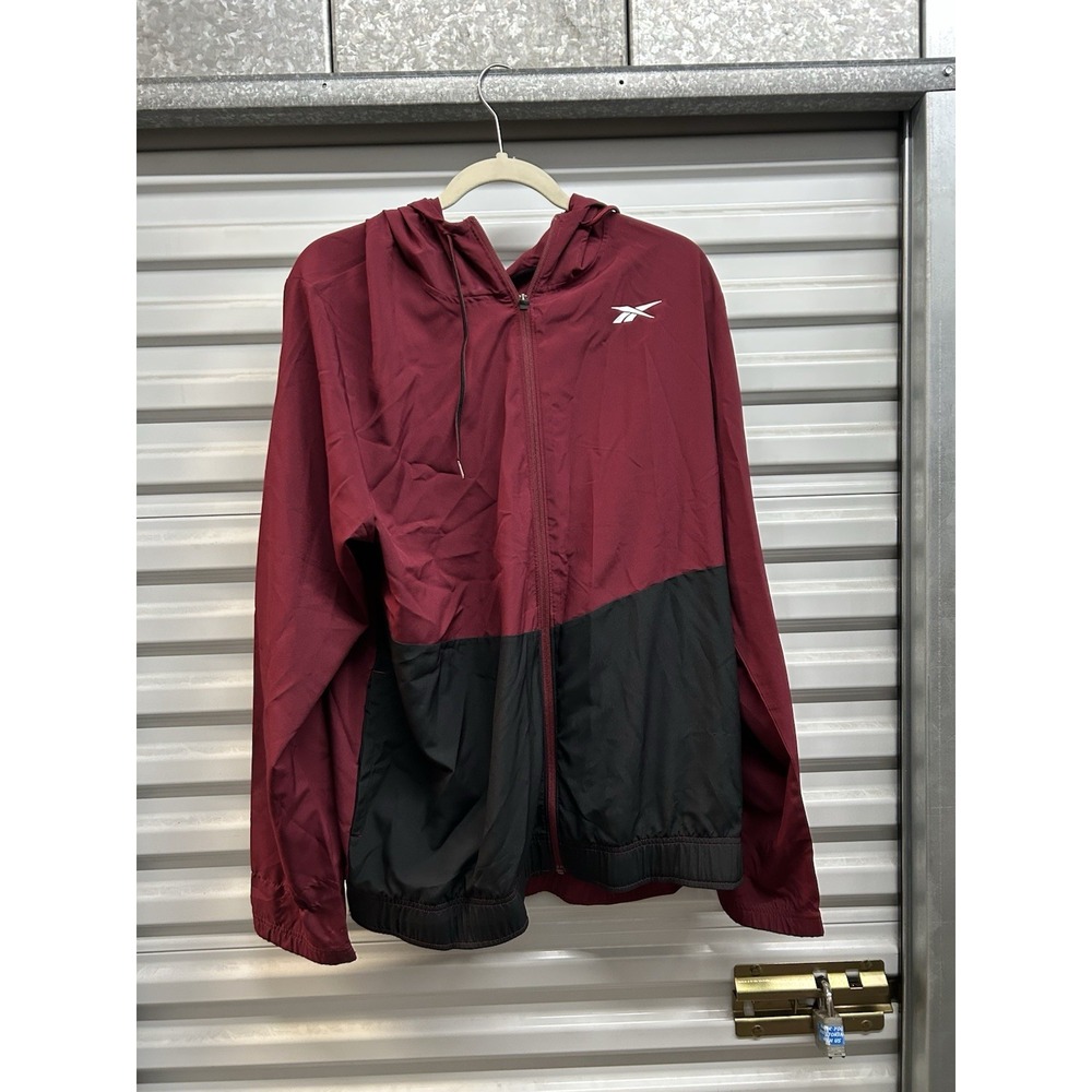 NWT Reebok Training Jacket Men's Multi Woven Full Zip Maroon Black XL - Read